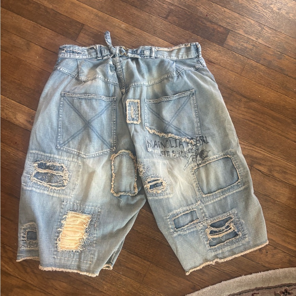 Magnolia Light Blue Patchwork Jean Shorts - Picture 5 of 10